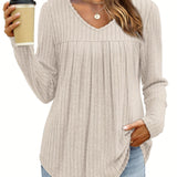 Helle™ | Let strikbluse med V-hals