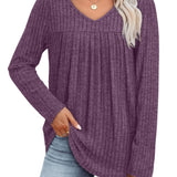 Helle™ | Let strikbluse med V-hals