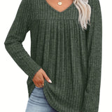 Helle™ | Let strikbluse med V-hals