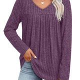 Helle™ | Let strikbluse med V-hals
