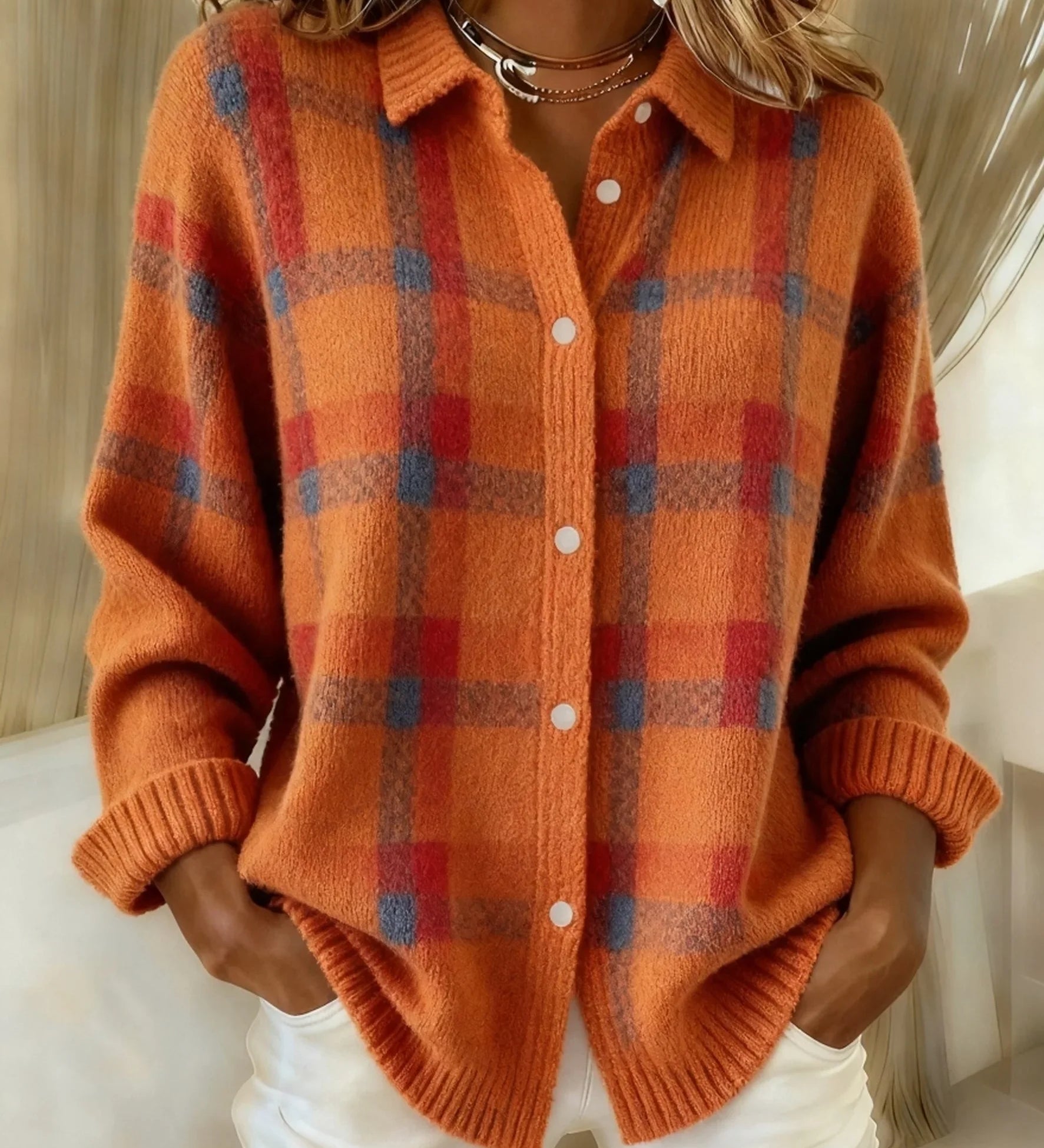 Felicia™ | Rento Ruudullinen Neuletakki