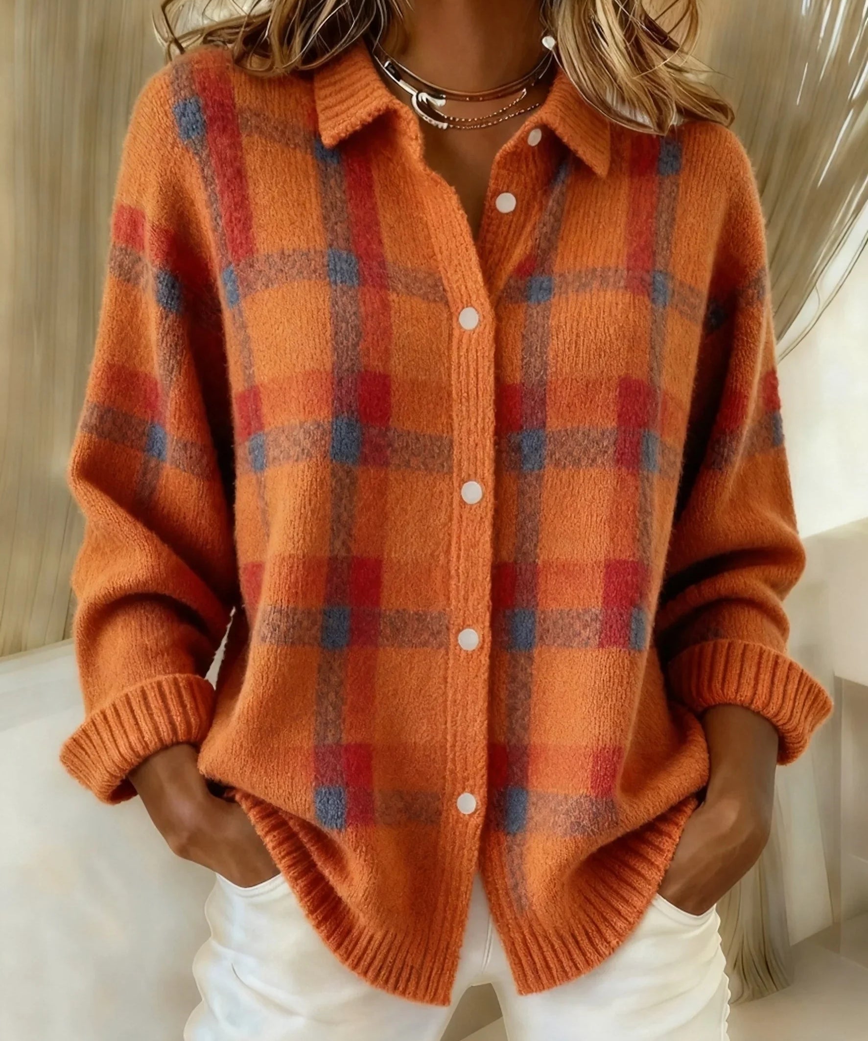 Felicia™ | Rento Ruudullinen Neuletakki