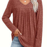 Helle™ | Let strikbluse med V-hals