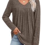 Helle™ | Let strikbluse med V-hals