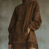 Gretel | Pellavamekko korkealla kauluksella ja hapsuilla