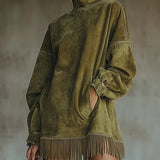 Gretel | Pellavamekko korkealla kauluksella ja hapsuilla