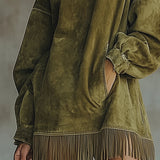 Gretel | Pellavamekko korkealla kauluksella ja hapsuilla