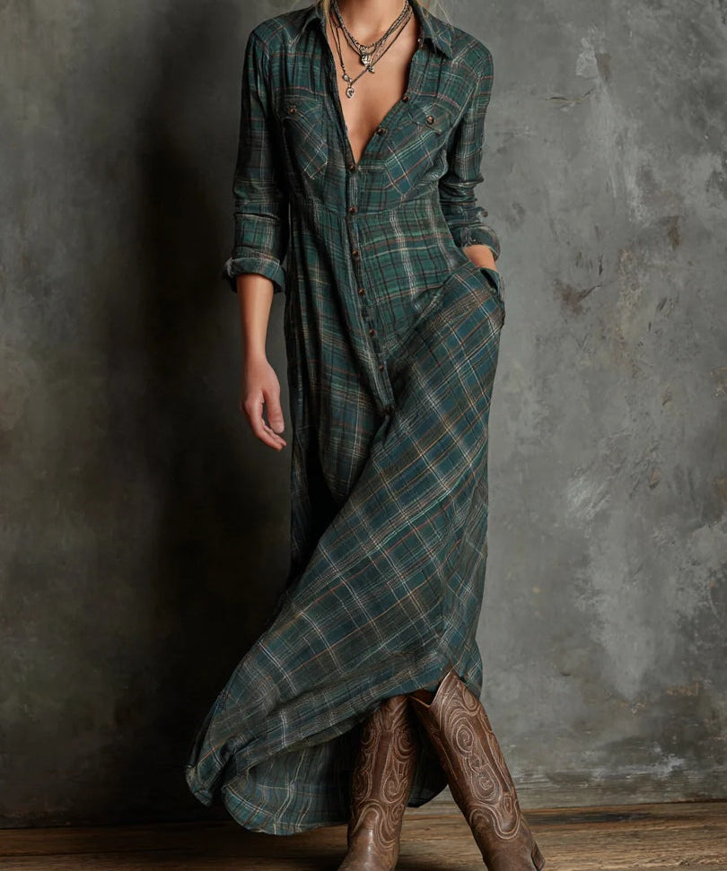 Viivi | Pitkä ruutukuosinen mekko