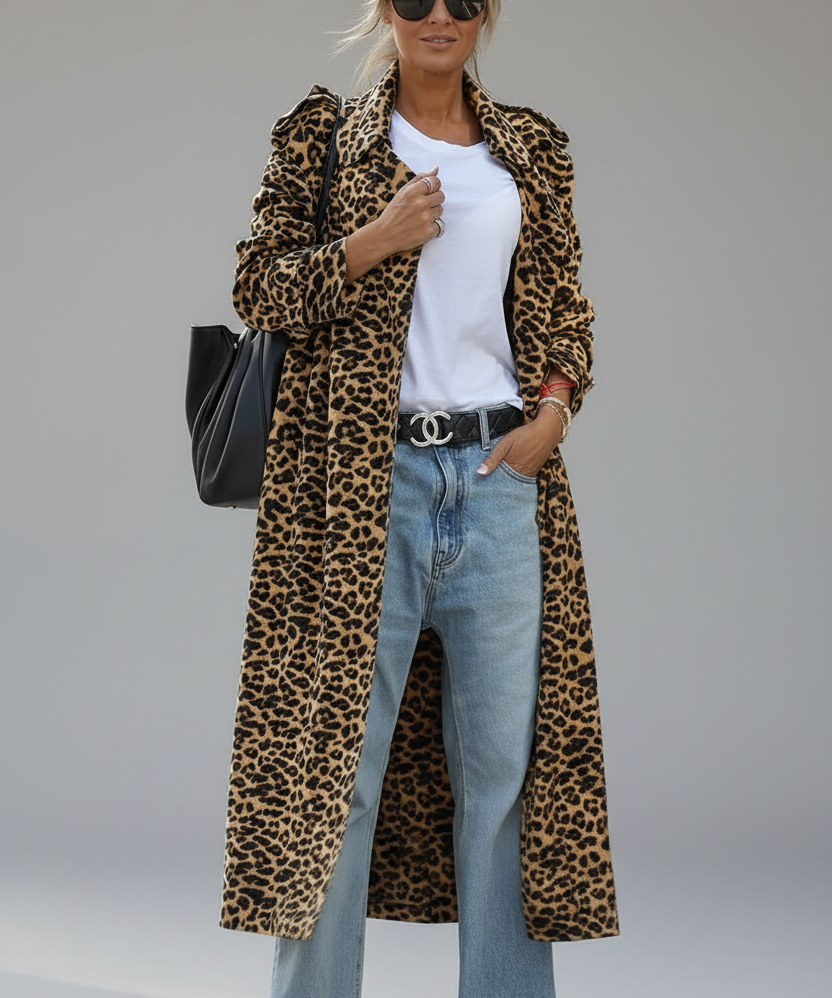 LEOPARDIKUVIOLINEN MIDI-TAKKI