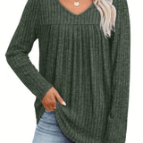 Helle™ | Let strikbluse med V-hals