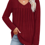 Helle™ | Let strikbluse med V-hals