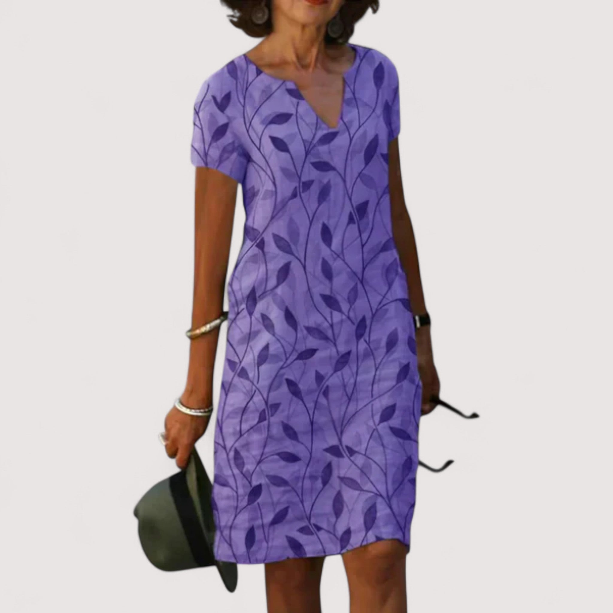 Jeanne™ | V-pääntie-mekko, jossa on printti