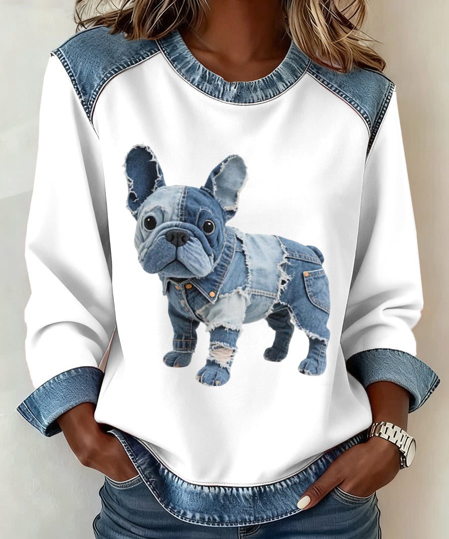 Alma™ | Farkkupatchwork-paita koirakuviolla