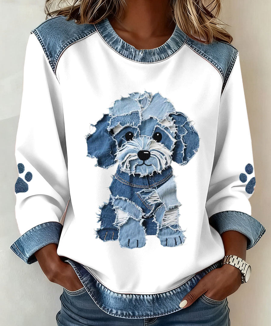 Luz™ | Farkkupatchwork-paita koirakuviolla