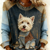 Bella™ | Farkkupatchwork-paita koirakuviolla